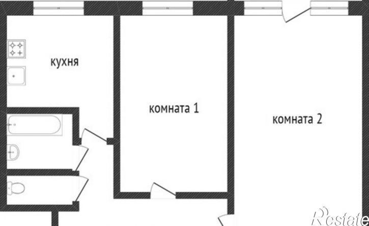 2-комн квартира проспект имени Ю. А. Гагарина 1-я линия, 21,  д. 21