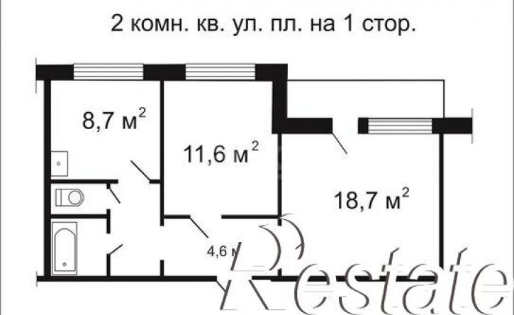 2-комн квартира улица Чкалова, 2А,  д. 2А